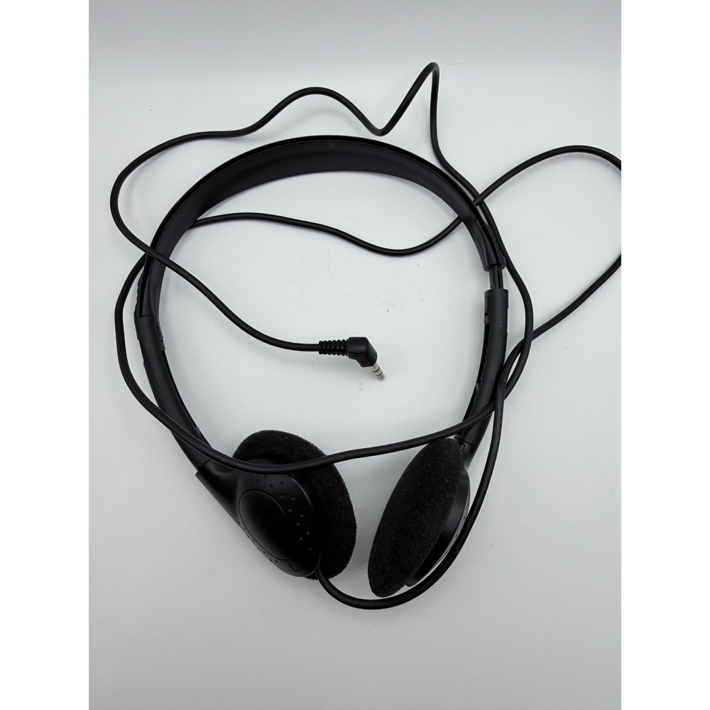 Black On-Ear Wired Headphones 3.5mm Jack Adjustable Lightweight Stereo Headset